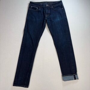American Eagle Selvedge Jeans Men's 32x33 Blue 100% Cotton Slim Button Fly Denim